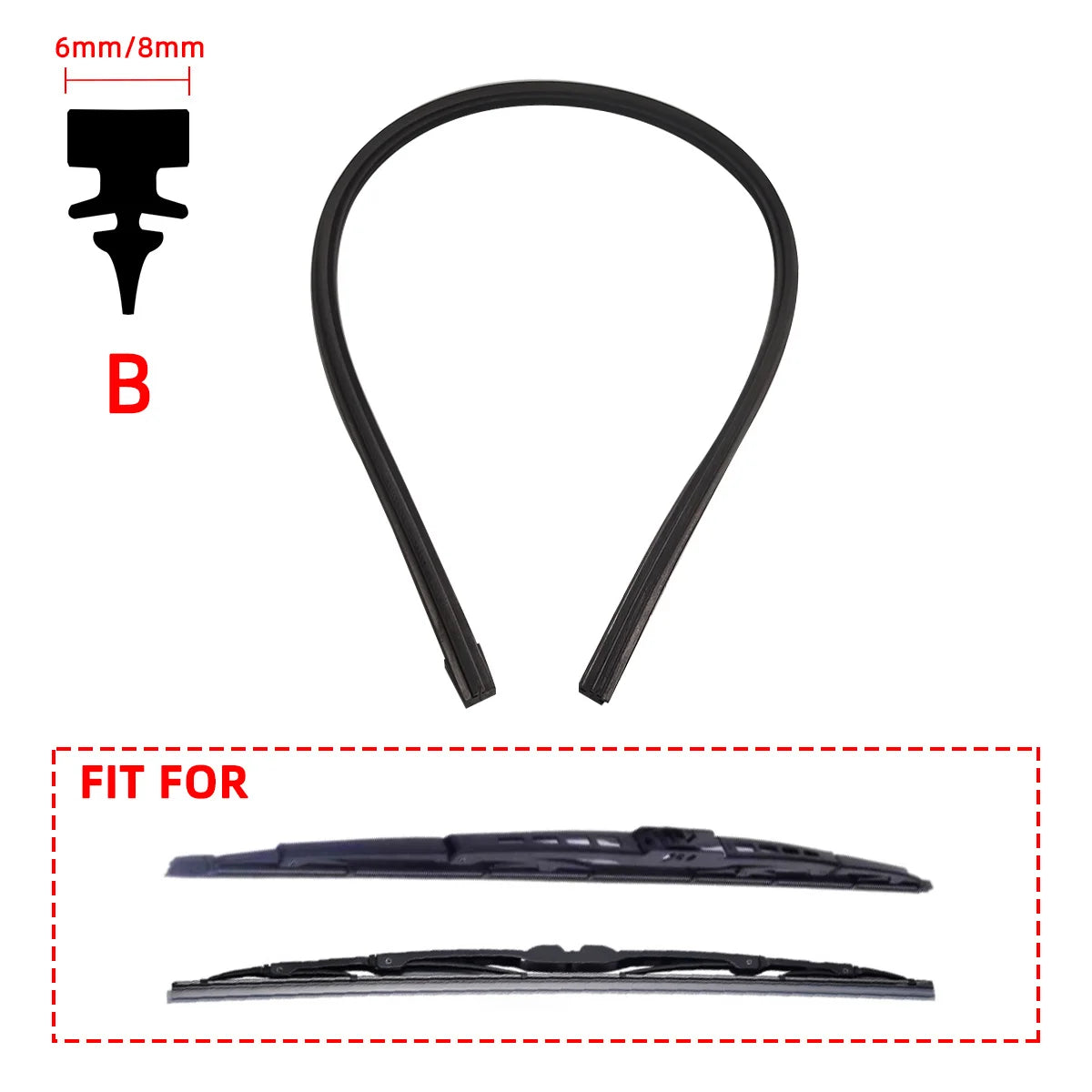 Auto Car All Seasons Windshield Wiper Blades Refills Natural Rubber Strips Wiper Blade Replacement Parts All Types Fit 14'- 32'