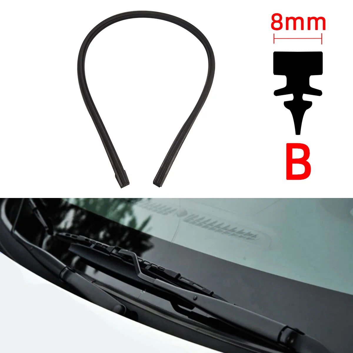 Auto Car All Seasons Windshield Wiper Blades Refills Natural Rubber Strips Wiper Blade Replacement Parts All Types Fit 14'- 32'