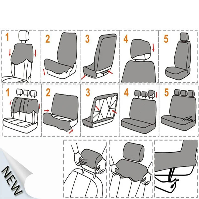5 Seat Covers Set Front Rear Car Seat Covers Set Automobiles Seat Covers Front Rear Interior Four Seasons
