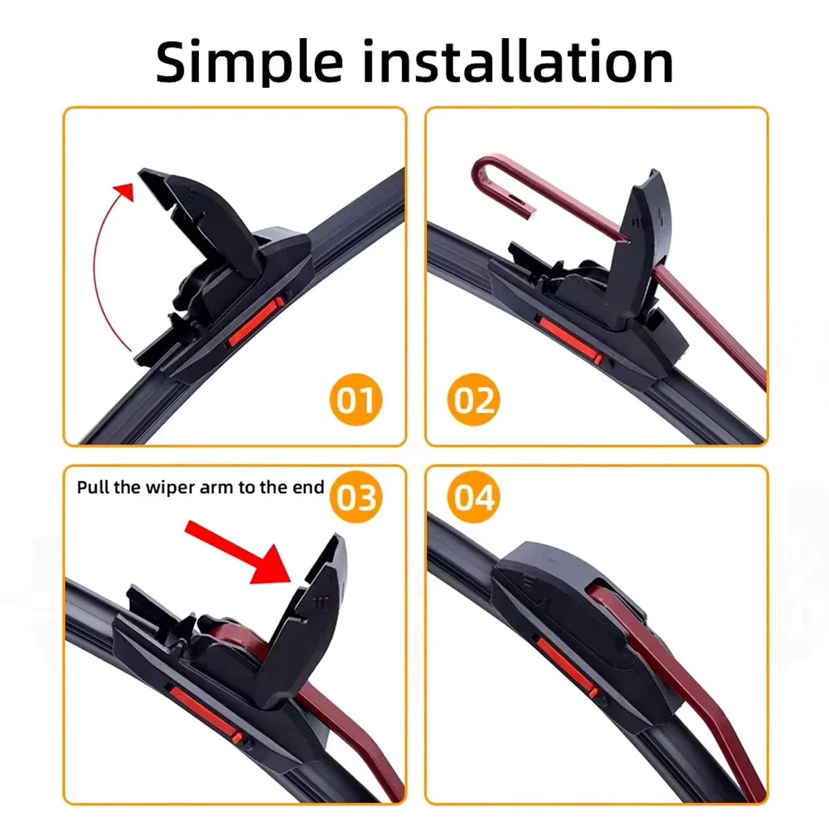 1PC Universal Windshield Wiper J/U Hook 13"14"16"18"19"20"21"22"24"26"28"Automotive Windshield Wiper Blade Car Accessories