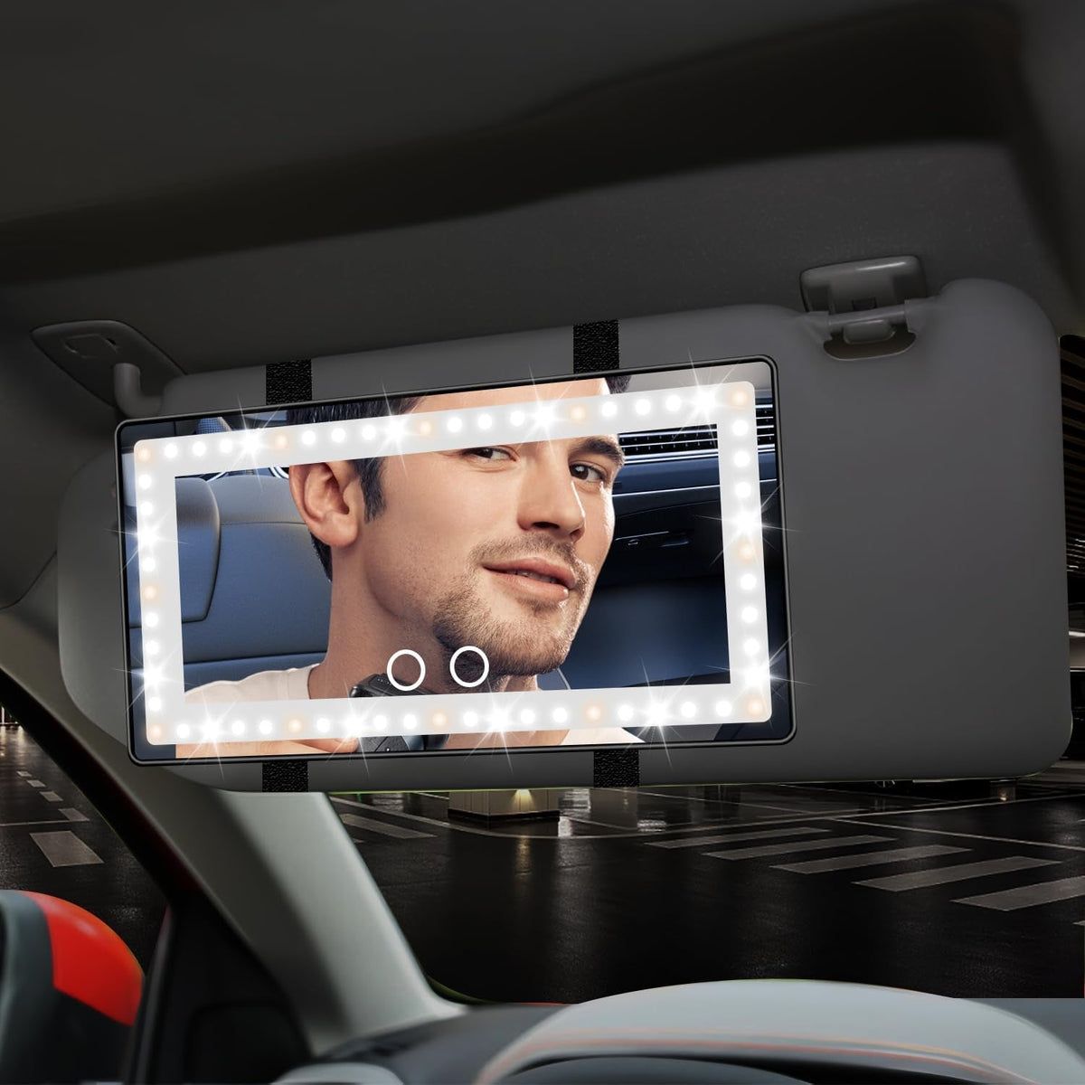 Led Sun Visor Vanity Mirror,Rechargeable Car Makeup Mirror with 3 Light Modes & 60 Leds, Dimmable Touch Screen,Car Accessories for Women Girl,Universal for SUV