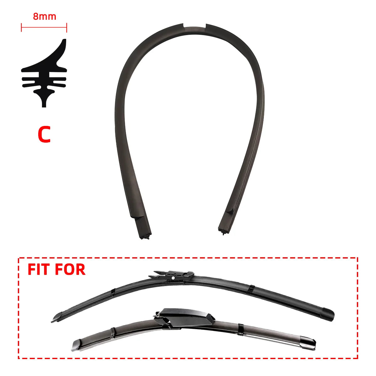 Auto Car All Seasons Windshield Wiper Blades Refills Natural Rubber Strips Wiper Blade Replacement Parts All Types Fit 14'- 32'