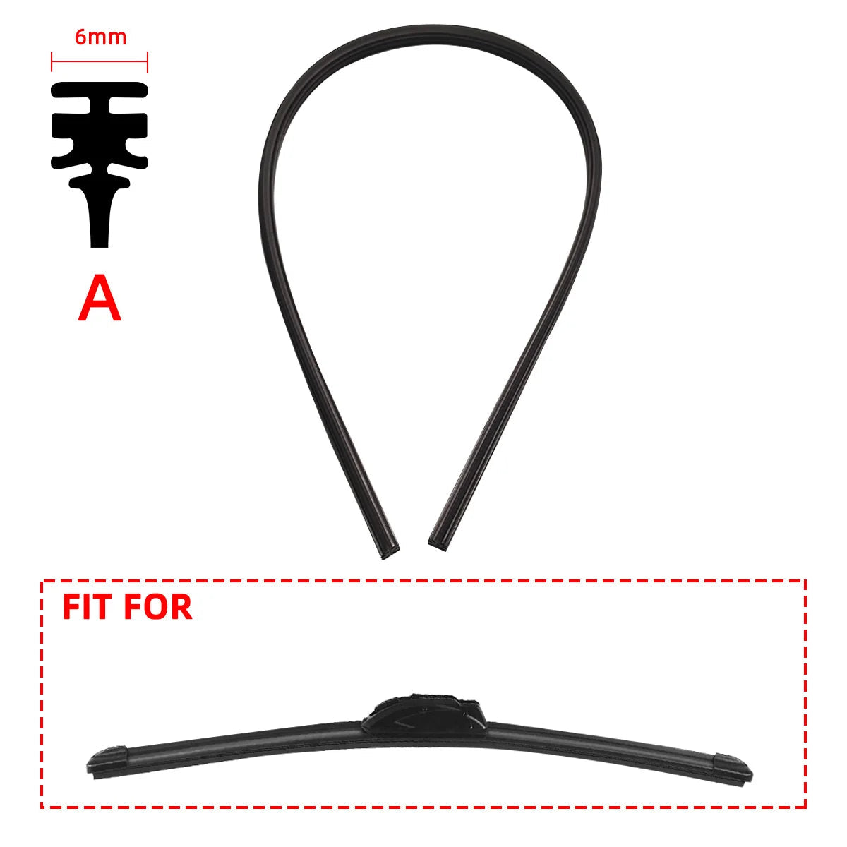 Auto Car All Seasons Windshield Wiper Blades Refills Natural Rubber Strips Wiper Blade Replacement Parts All Types Fit 14'- 32'