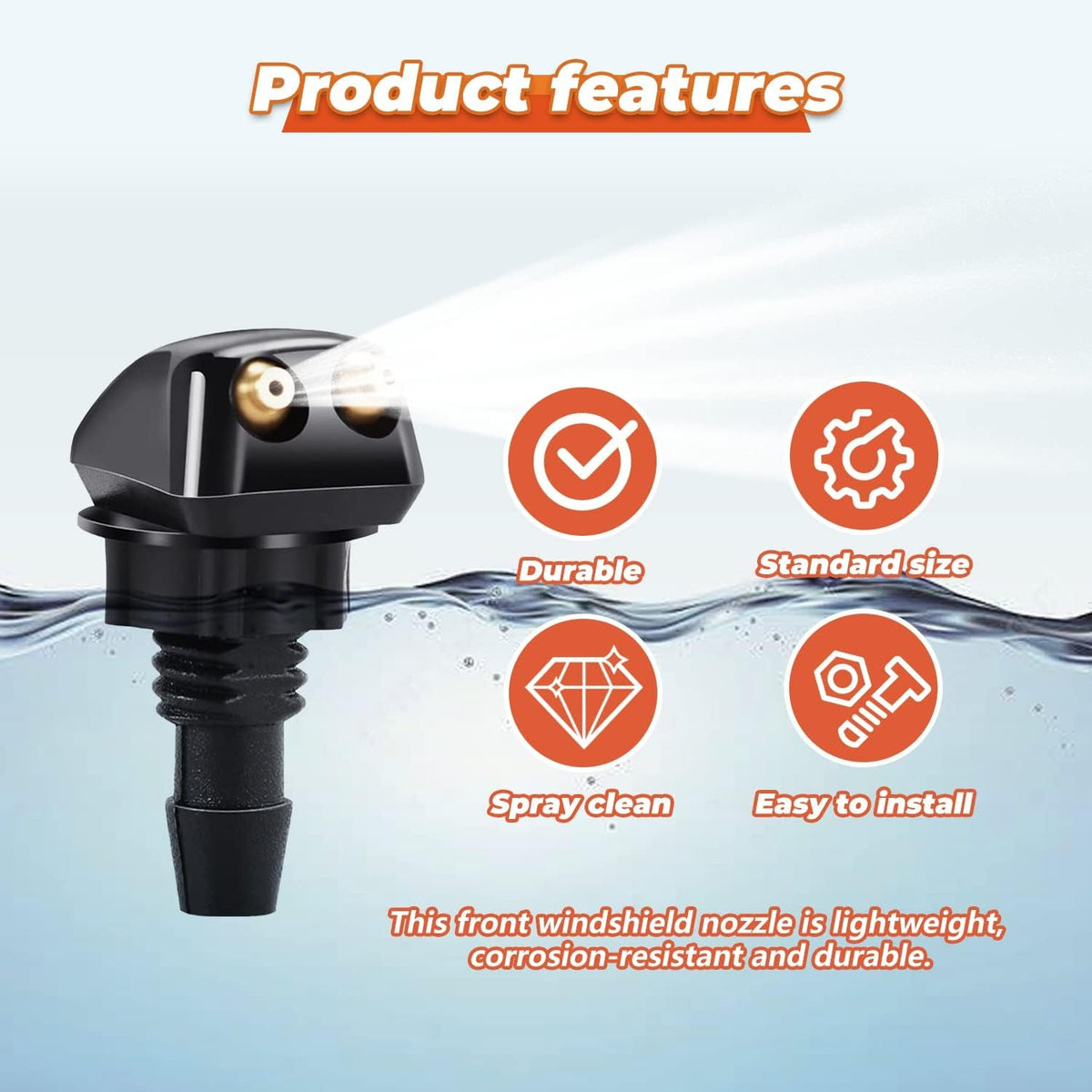 9 Pcs Front Windshield Washer Nozzles Kit