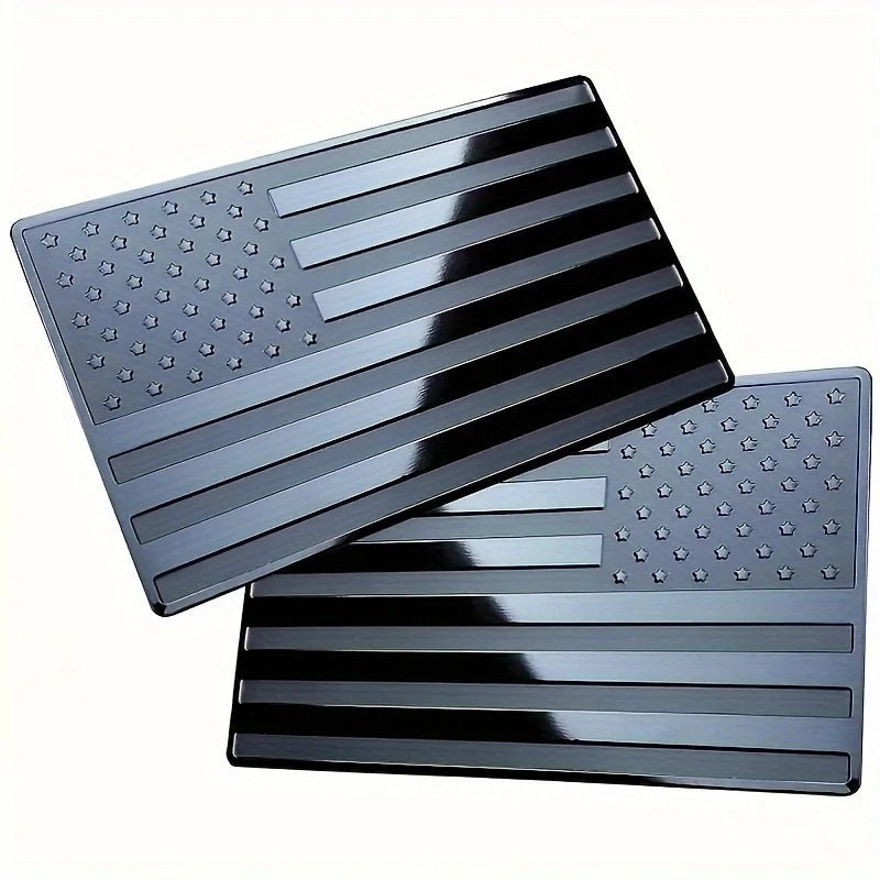 2Pcs Small Matte Black American Flag Sticker Decal for Car 3D US American Flag Emblem Decals for Trucks for Truck Car Motorcycle