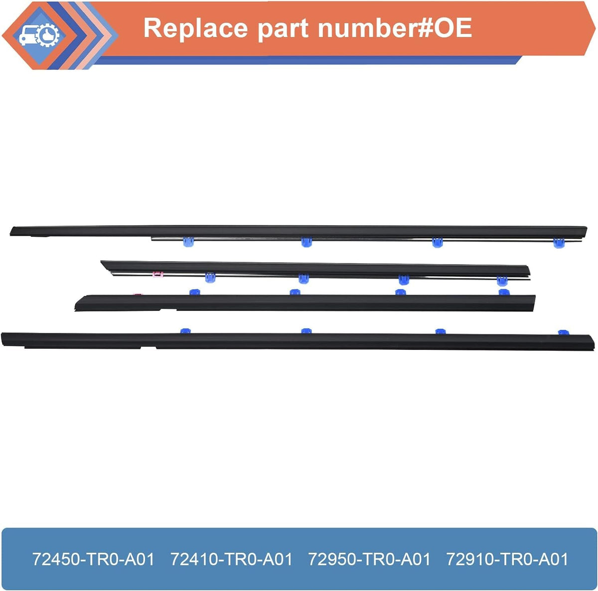 Window Moulding Trim Weatherstrip Fit for Honda Vehicle 2012-2015 Civic